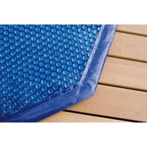 Cubierta de burbujas de 560x350cm para piscina octogonal de madera UBBINK de 400×610 – Azul – 400 micras