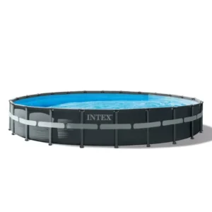 Kit de piscina tubular desmontable Intex Ultra XTR – 732 x 132 cm – Redonda (filtro de arena, cubierta, alfombrilla para el suelo, escalera) – 26340GN